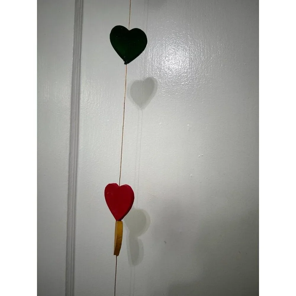 Colorful, wooden garland, heart strand